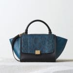 Celine Metallic Blue Anaconda:Python Trapeze Small Bag