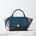 Celine Metallic Blue/Grey/Black Smooth Calfskin Trapeze Small Bag