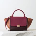 Celine Orchid/Burgundy/Tan Smooth Calfskin Trapeze Small Bag