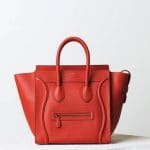 Celine Vermilion Drummed Calfskin Mini Luggage Bag