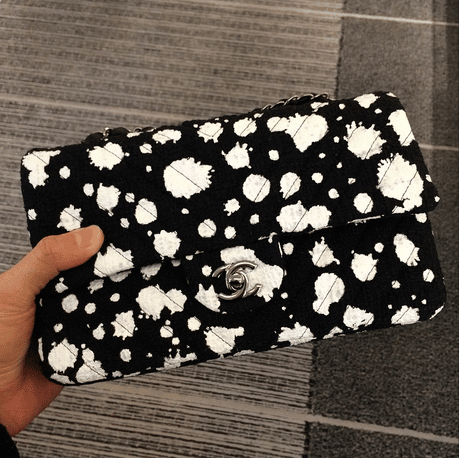 Chanel Black/White Paint Splatter Print Flap Bag