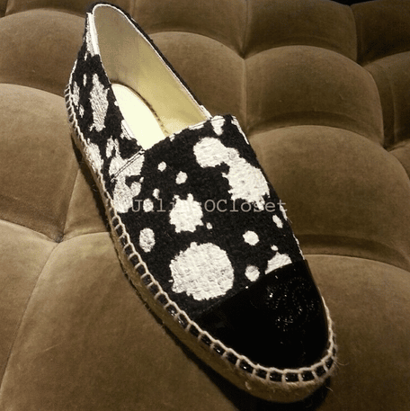 Chanel Black/White Splatter Double Sole Espadrilles