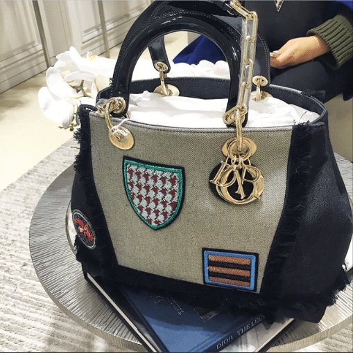 Dior Grey/Black Patchwork Denim D Light Canvas Bag