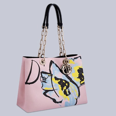 Dior Pink Floral Printed D Light Canvas Bag