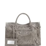 Balenciaga Gray Shearling Fur City Bag