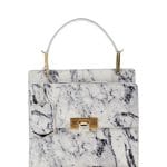 Balenciaga White Marble Le Dix Cartable Flap Satchel Bag