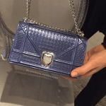 Dior Blue Metallic Perforated Diorama Mini Bag
