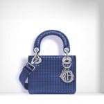 Dior Blue Metallic Perforated Lady Dior Micro Bag