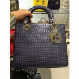 Dior Grey Perforated Lady Dior Bag