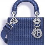 Dior Metallic Blue Perforated Calfskin Lady Dior Micro Bag