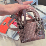 Dior Metallic Pink Perforated Lady Dior Micro Bag 2