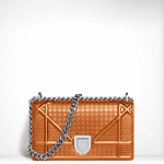 Dior Orange Metallic Perforated Calfskin Mini Bag