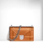 Dior Orange Metallic Perforated Diorama Mini Bag