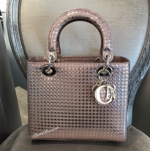 Dior Pink Metallic Perforated Lady Dior Bag