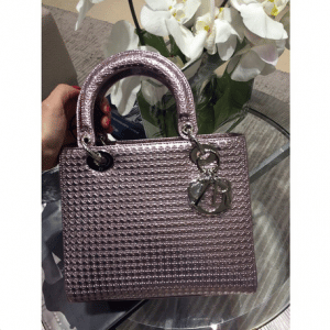 Dior Purple Metallic Perforated Calfskin Lady Dior Bag 1