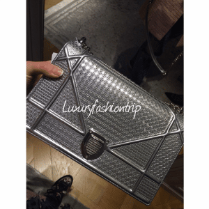 Dior Silver Metallic Perforated Diorama Bag 3