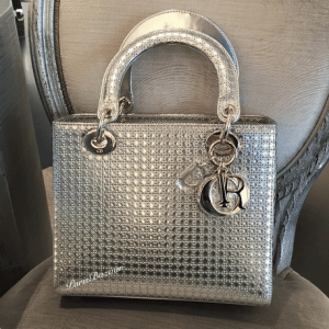 Dior Silver Metallic Perforated Lady Dior Bag 2