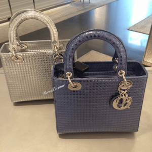 Dior Silver/Grey Perforated Lady Dior Bags