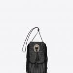 Saint Laurent Black Crocodile Embossed Anita Tasseled Flat Bag