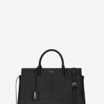 Saint Laurent Black Crocodile Embossed Saint Germain Cabas Medium Bag