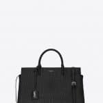 Saint Laurent Black Crocodile Embossed Saint Germain Cabas Medium Bag