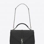 Saint Laurent Black Matelasse College Monogram Large Bag