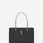 Saint Laurent Black Matelasse Monogram Large Shopping Bag