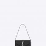 Saint Laurent Black Matelasse Monogram Small Chain Wallet