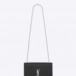 Saint Laurent Black Shiny Monogram Satchel Medium Bag