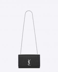 Saint Laurent Black Shiny Monogram Satchel Medium Bag