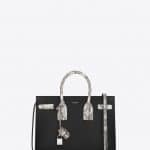 Saint Laurent Black/Ivory Leather:Snake Skin Sac De Jour Small Bag