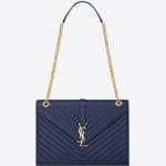 Saint Laurent Blue Matelasse Monogram Satchel Large Bag