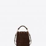 Saint Laurent Brown Suede Emmanuelle Fringed Bucket Small Bag