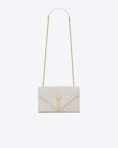 Saint Laurent Dove White Matelasse Monogram Satchel Small Bag