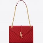 Saint Laurent Lipstick Red Matelasse Monogram Satchel Large Bag