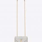 Saint Laurent Pale Gold Matelasse Baby Monogram Satchel Bag