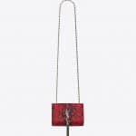 Saint Laurent Red/Black Python Embossed Monogram Tassel Satchel Small Bag