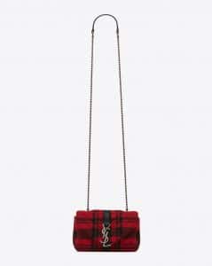 Saint Laurent Red/Black Wool Matelassé Baby Monogram Satchel Bag