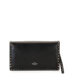 Valentino Black Rockstud Flap Wristlet Clutch Bag