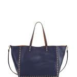 Valentino Blue/Brown Rockstud Reversible Tote Bag
