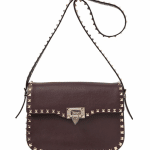 Valentino Dark Brown Rockstud Round Flap Bag