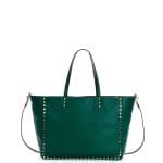 Valentino Green/Black Rockstud Reversible Medium Tote Bag