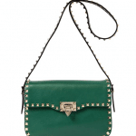 Valentino Green/Black Rockstud Round Flap Bag