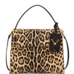 Valentino Leopard Print Calf Hair My Rockstud Top Handle Bag