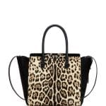 Valentino Leopard Print Calf Hair Rockstud Shopper Bag