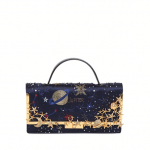 Valentino Midnight Blue Cosmos Embroidered Satin Clutch Bag