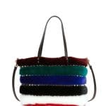 Valentino Multicolor Mink Fur Rockstud Tote Large Bag