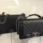 Chanel Black Goatskin with Patent Trim Boy New and Old Medium Bags