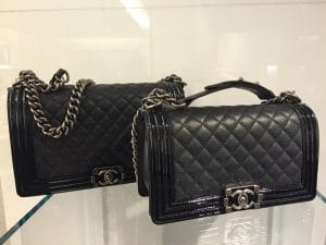 Chanel Black Goatskin with Patent Trim Boy New and Old Medium Bags