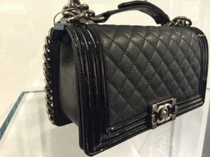 Chanel Black Goatskin with Patent Trim Boy Old Medium Bag 3